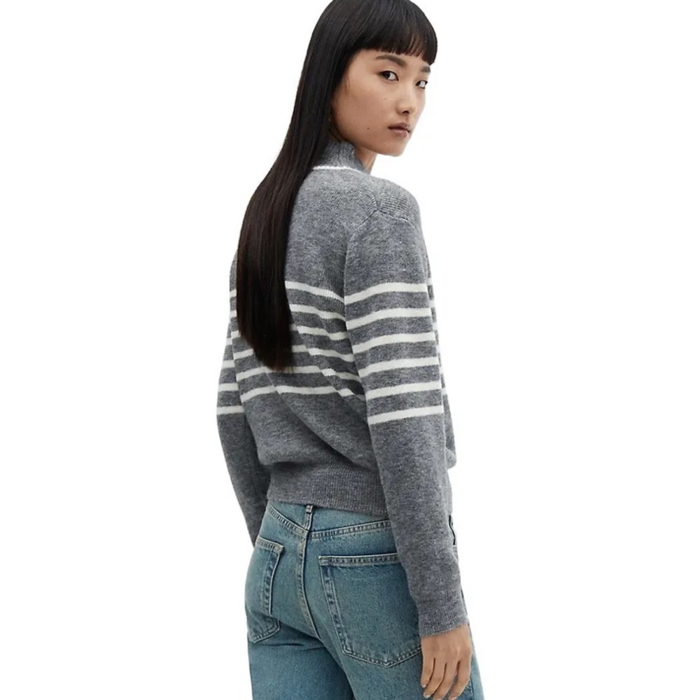 Mango wool Striped Mockneck Sweater size small